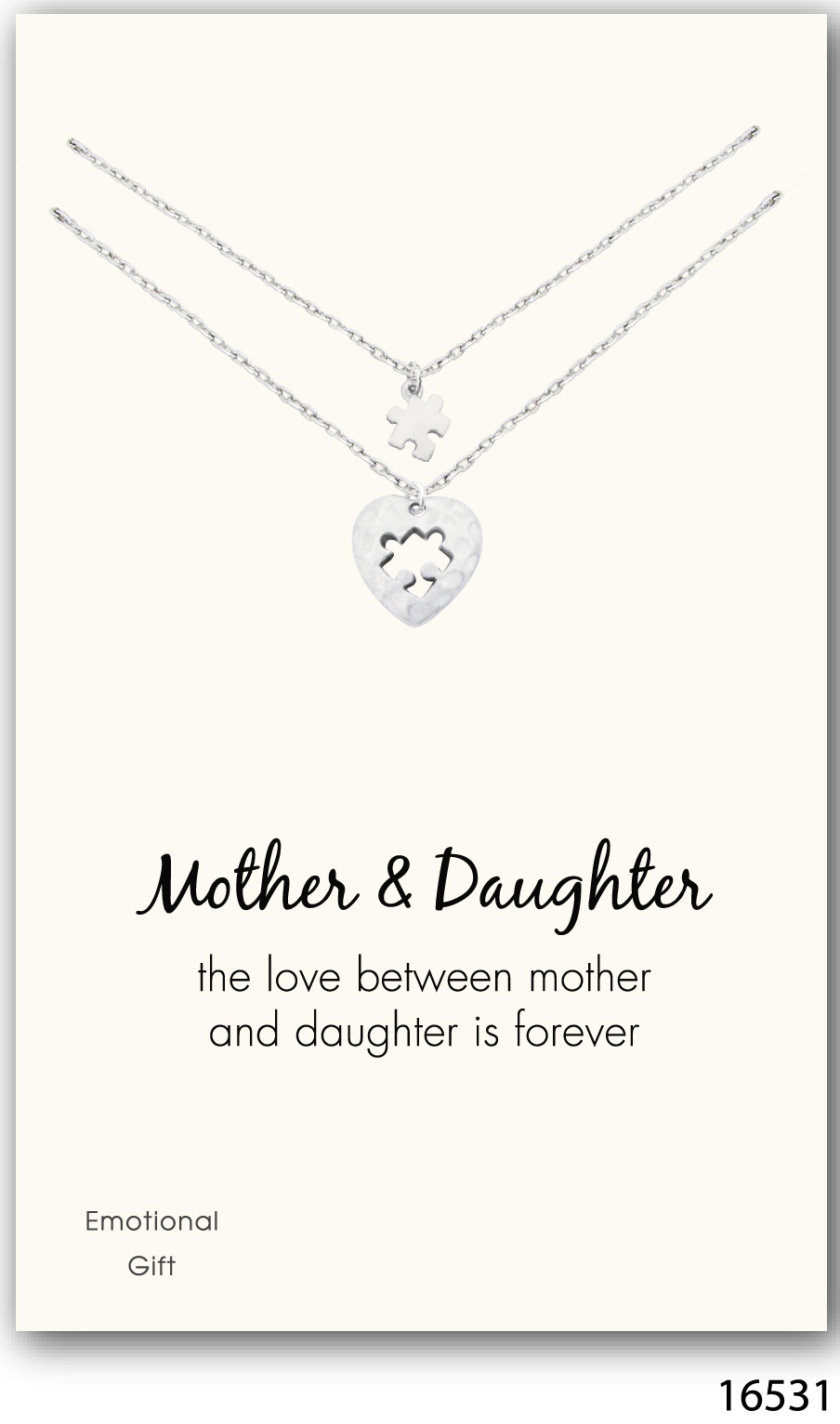 Mother daughter jigsaws silver pendant